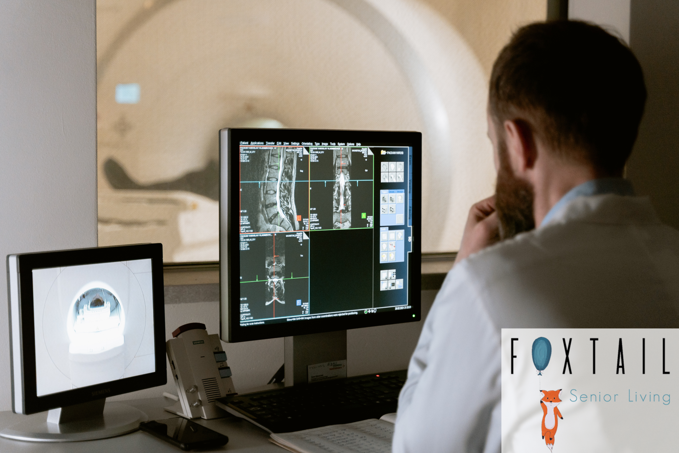 A doctor viewing a bone scan.