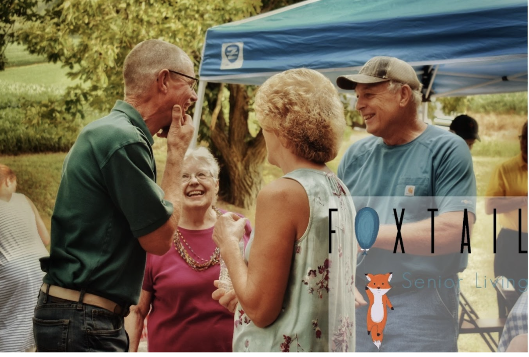 A group of seniors gathering outside